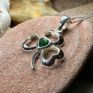 Shamrock Necklace, Clover Pendant, Irish Necklace, Irish Gift, Anniversary Gift, Emerald Ireland Jewelry, Friendship Gift, Celtic Necklace