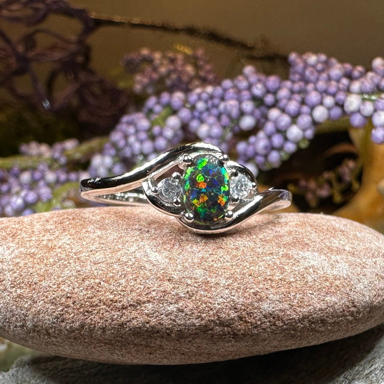 Antique Silver Ring Agate | Stone Silver Rings Black Opal | Vintage Opal  Rings Women - Rings - Aliexpress