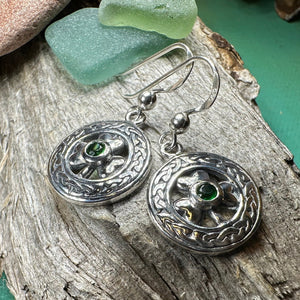 Emerald Shamrock Earrings, Celtic Jewelry, Irish Jewelry, Clover Jewelry, Ireland Gift, Anniversary Gift, Wife Gift, Girlfriend Gift