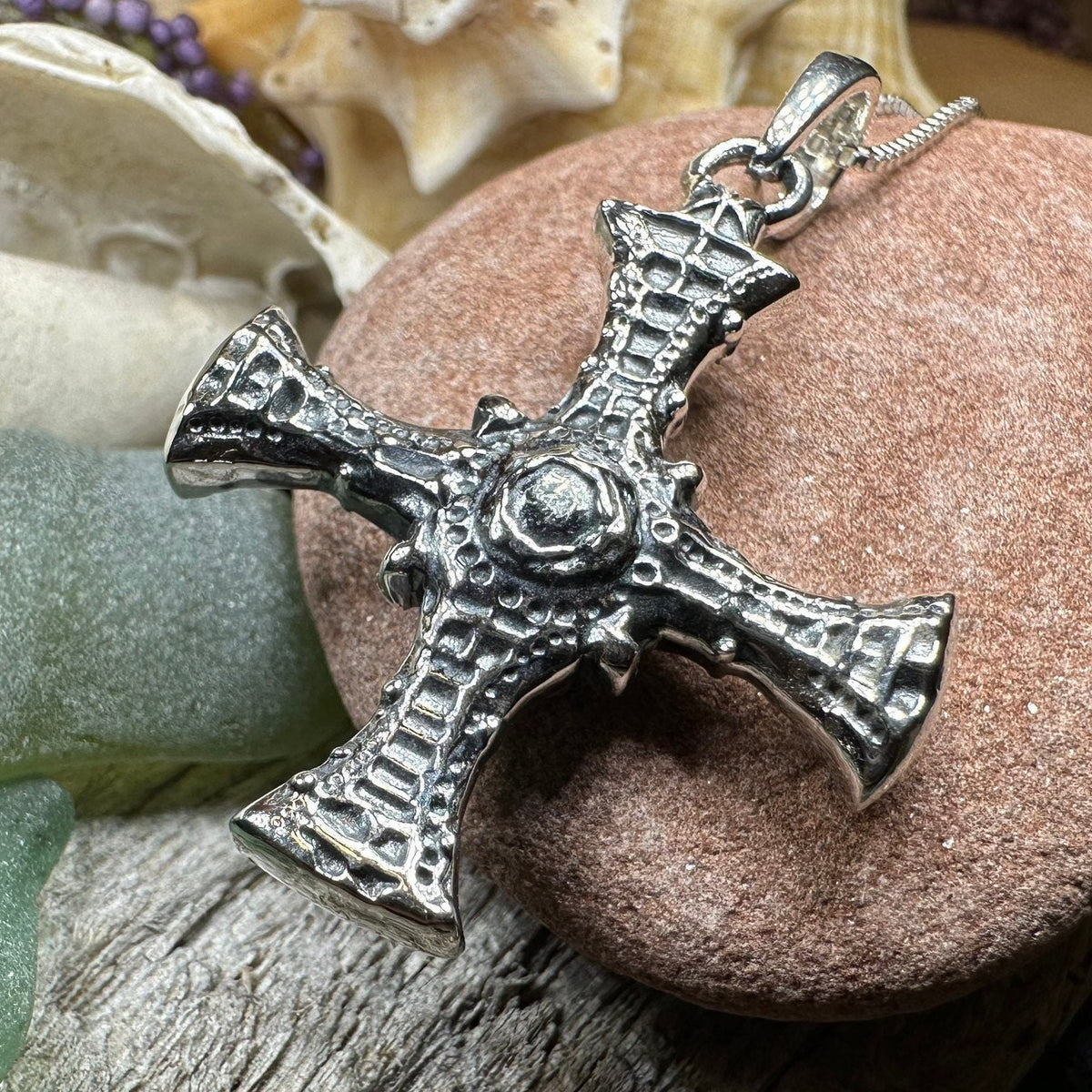 Saint Cuthbert Celtic Cross Necklace – Celtic Crystal Design Jewelry