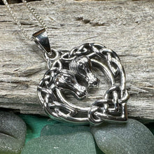 Load image into Gallery viewer, Horse Necklace, Celtic Jewelry, Equestrian Jewelry, Animal Jewelry, Nature Jewelry, Gift for Her, Ireland Jewelry, Celtic Knot Necklace
