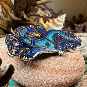 Celtic Dog Brooch, Dog Jewelry, Celtic Pin, Enamel Pin, Ireland Gift, Celtic Brooch, Norse Jewelry Gift, Pagan Brooch, LARP Jewelry