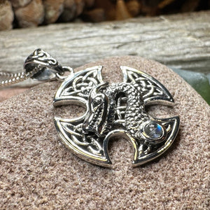 Celtic Cross Necklace, Dragon Pendant, Irish Jewelry, Men's Cross Jewelry, Anniversary Gift, Medieval Cross, Irish Cross, Celtic Jewelry