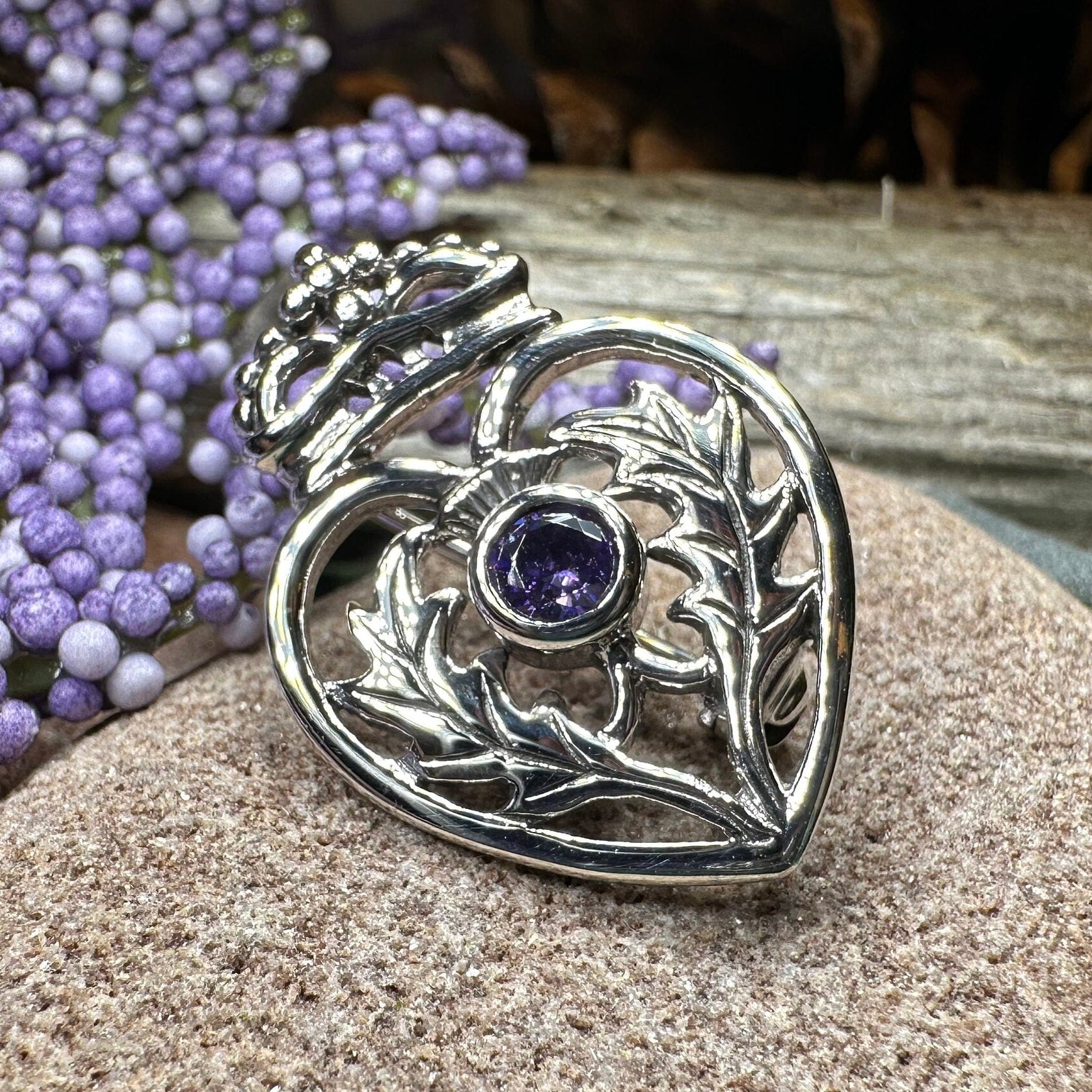 Sterling amethyst popular brooch