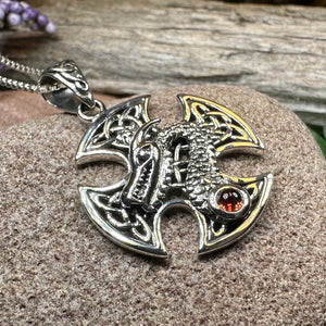 Celtic Cross Necklace, Dragon Pendant, Irish Jewelry, Men's Cross Jewelry, Anniversary Gift, Medieval Cross, Irish Cross, Celtic Jewelry