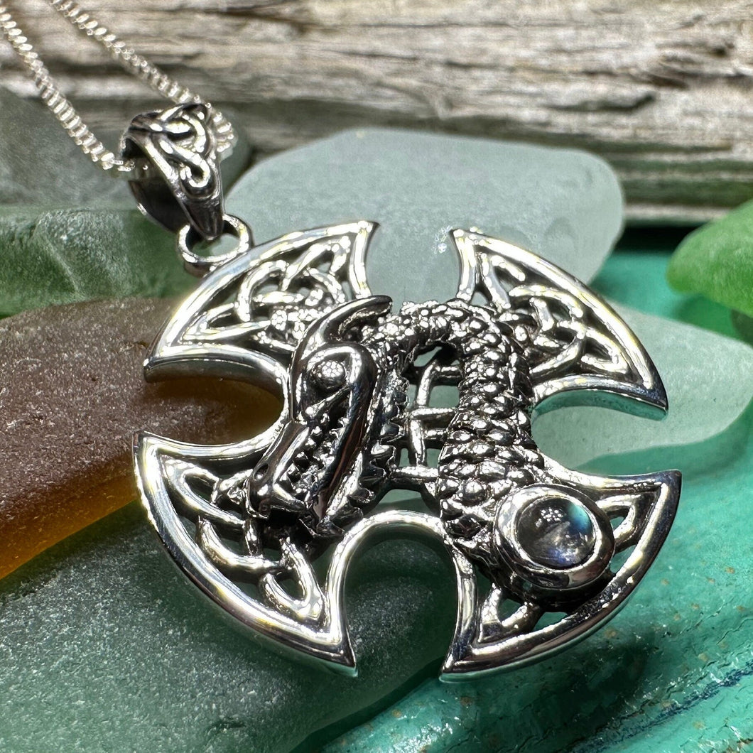 Celtic Cross Necklace, Dragon Pendant, Irish Jewelry, Men's Cross Jewelry, Anniversary Gift, Medieval Cross, Irish Cross, Celtic Jewelry