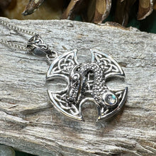 Load image into Gallery viewer, Celtic Cross Necklace, Dragon Pendant, Irish Jewelry, Men&#39;s Cross Jewelry, Anniversary Gift, Medieval Cross, Irish Cross, Celtic Jewelry
