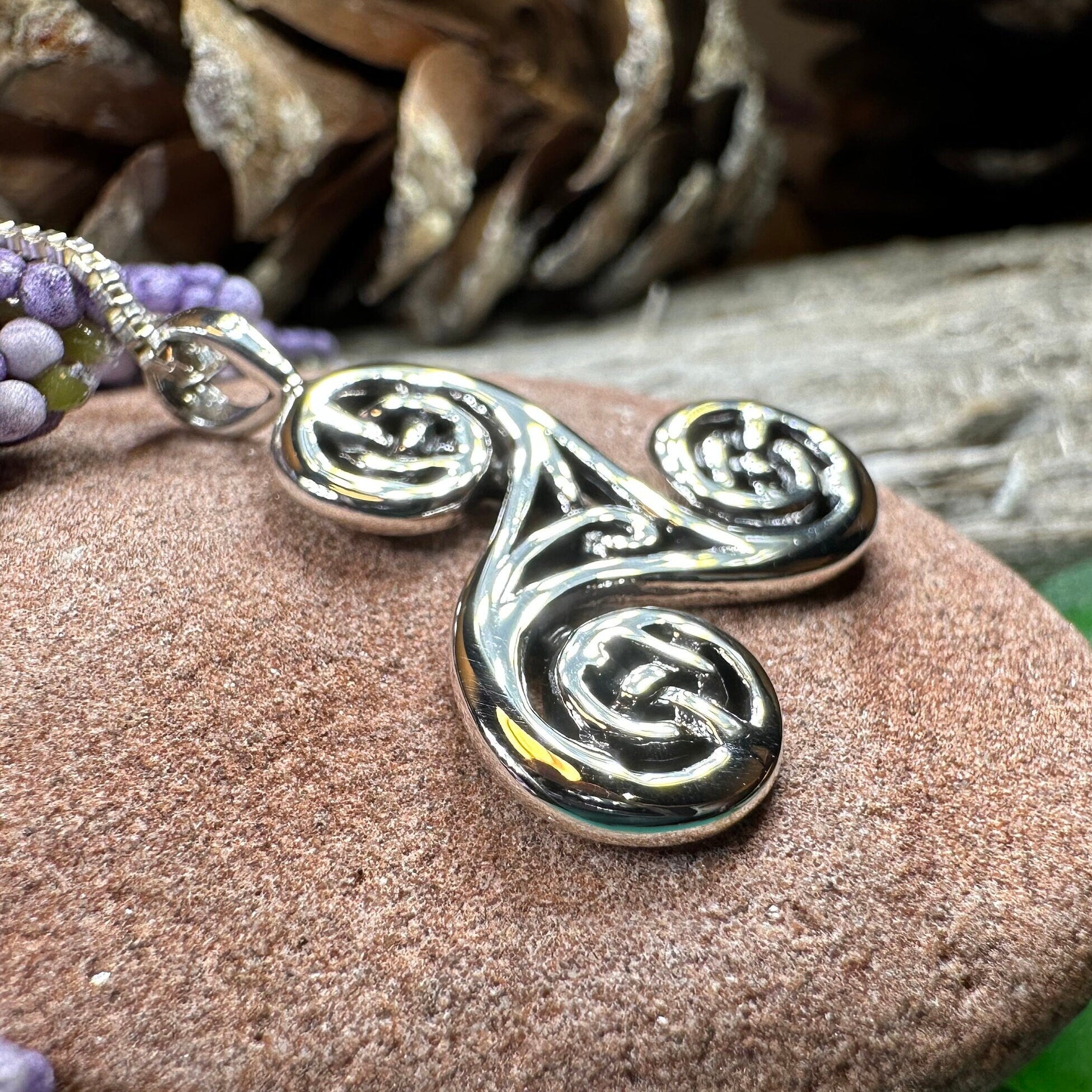 Baldur Jewelry - Triskelion Celtic Spiral Pendant Necklace With Adjustable  String - Triskelion Necklace Celtic Spiral Jewelry - Triple Spiral Necklace