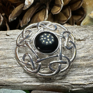 Celtic Knot Brooch, Celtic Jewelry, Irish Pin, Scotland Brooch, Celtic Onyx Brooch, Anniversary Gift, Celtic Knot Pin, Ireland Gift, Norse