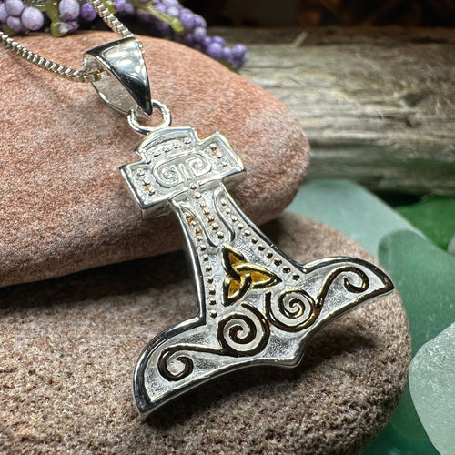 Thor's Hammer Necklace, Norse Necklace, Viking Jewelry, Celtic Knot Jewelry, Celtic Jewelry, Mjöllnir Pendant, Anniversary Gift, Dad Gift