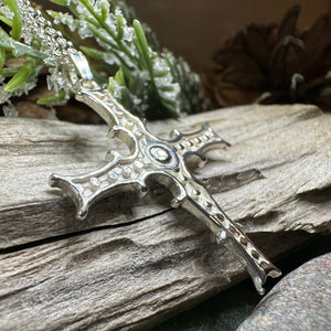 Celtic Cross Necklace, Irish Cross Pendant, Celtic Jewelry, Cong Cross, Anniversary Gift, First Communion Cross, Silver Religious Jewelry