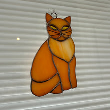 Load image into Gallery viewer, Cat Wall Decor, Cat Lover Gift, Stained Glass Cat, New Home Gift, Animal Gift, Wedding Gift, Scottish Gift, Colorful Glass
