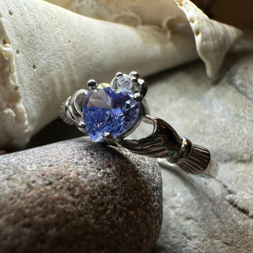 Claddagh Ring, Celtic Jewelry, Tanzanite Irish Jewelry, Bridal Gift, Irish Ring, Heart Ring, Anniversary Gift, Girlfriend Gift, Wife Gift