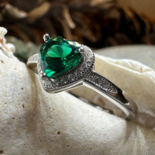 Load image into Gallery viewer, Emerald Heart Ring, Celtic Jewelry, Engagement Ring, Bridal Jewelry, Ireland Ring, Promise Ring, Anniversary Gift, Girlfriend Gift, Wife
