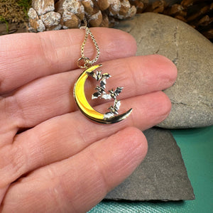 Moon Necklace, Bat Necklace, Celestial Jewelry, Mystical Jewelry, Silver Bats Jewelry, Gothic Pendant, Crescent Moon Pendant, Halloween