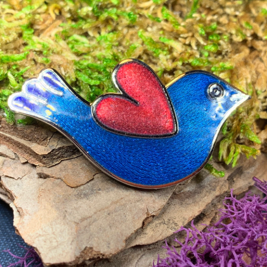 Enamel Bird Love Brooch