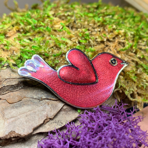 Enamel Bird Love Brooch