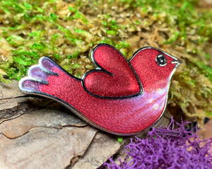 Enamel Bird Love Brooch